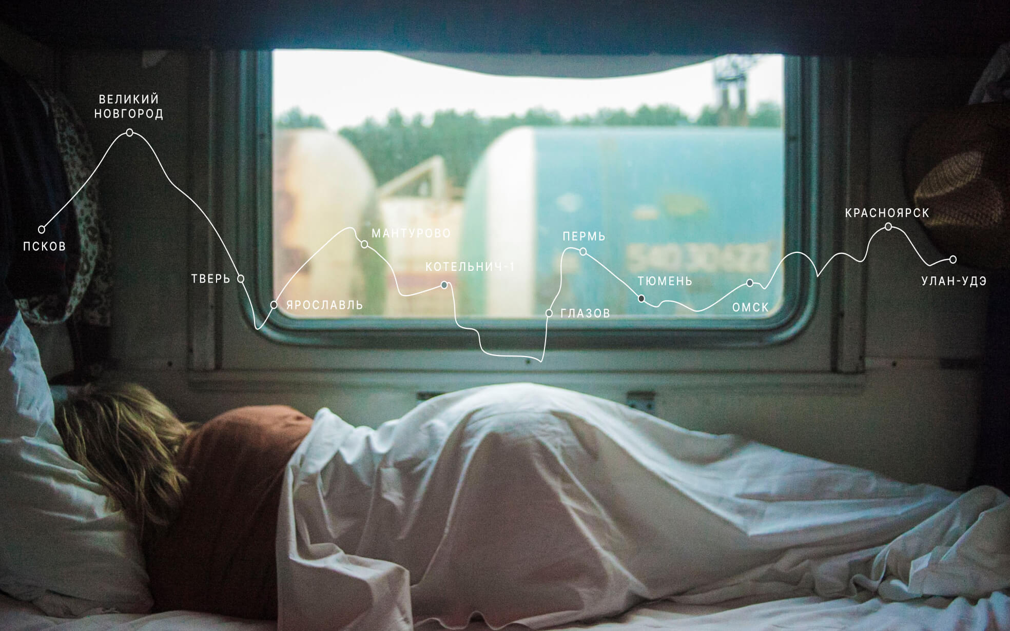 Спящая девушка в поезде